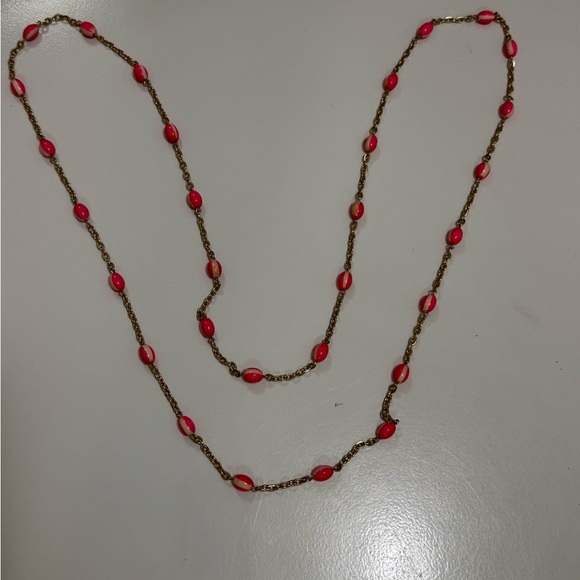 Pink/White Gold-tone Chain Necklace. - Picture 3 of 7